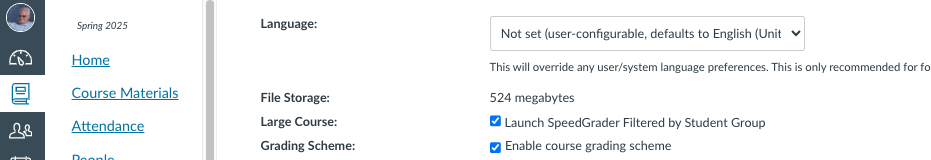 Canvas LMS Speedgrader FIlter Setting